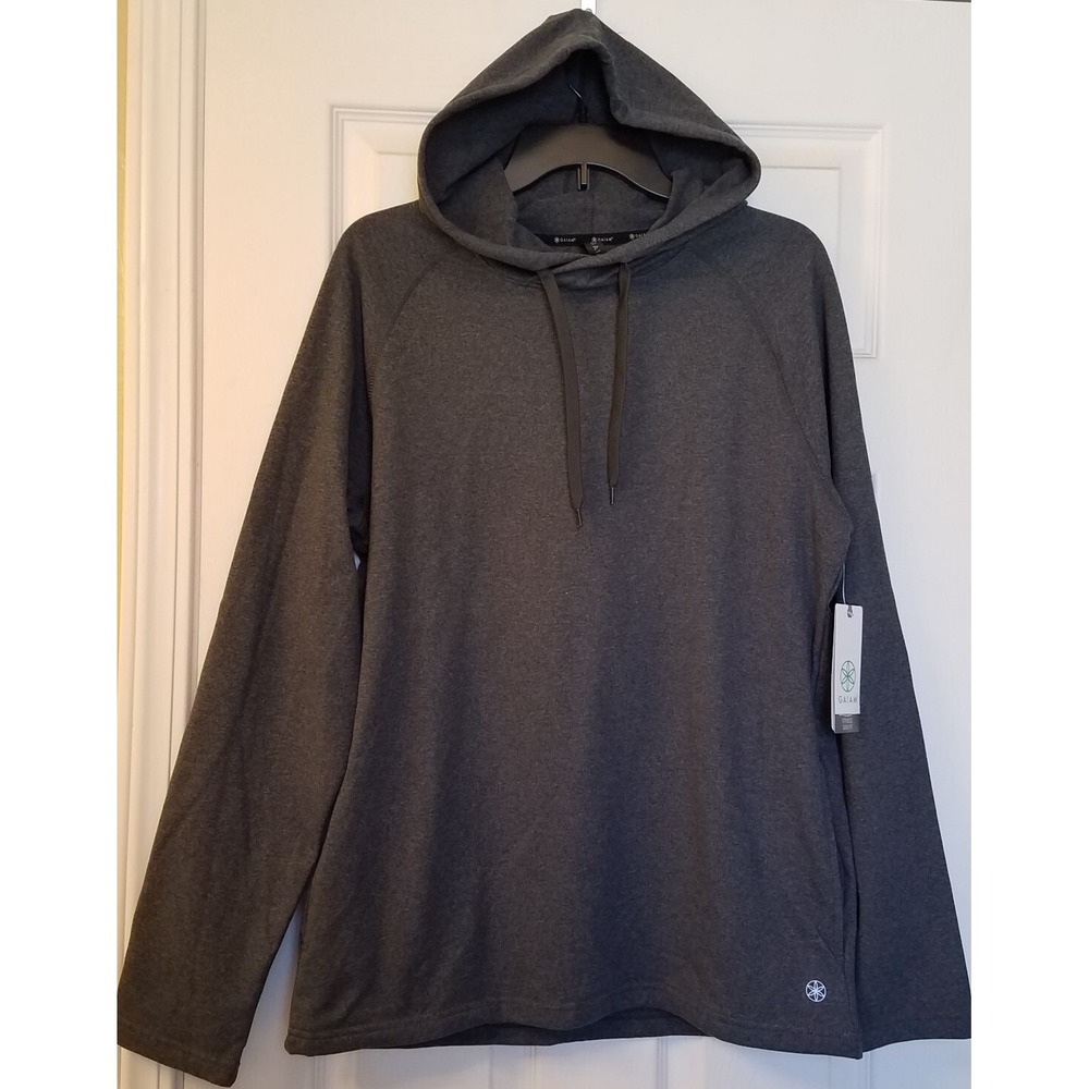 GAIAM Men Restorative Hoodie Fitness Slim Fit Sweatshirt Gray Heather Medium NEW